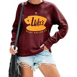 Luke's Diner Sweatshirt Frauen Lustige Grafik Shirt Lange Sleeve Sterne Hohl Pullover Leicht Fall Tops - Braun - Medium von DUTUT