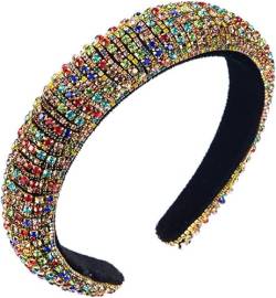 Stirnbänder Kopftücher Zahnung Haarband, Barock Boho Schmuck Gepolstert Strass Breit Haarband Haarreifen für Frauen von DUUDAH