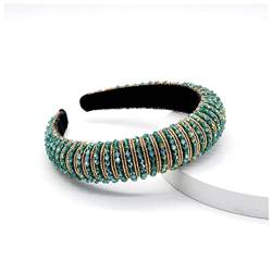 Stirnband Damen Bunte Bling Bling Strass Stirnbänder for Damen Luxus Glänzend Gepolsterte Diamant Kristall Haarbänder Party Haarschmuck Gesichtswaschstirnband (Size : E-green) von DUnLap