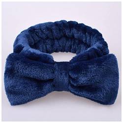 Stirnband Damen Leopard Make-up waschen Gesicht Stirnbänder for Frauen Korallen Fleece Bogen Dot Haarband Turban Knoten Elastische Headwrap Mädchen Haarschmuck Gesichtswaschstirnband (Size : Navy) von DUnLap