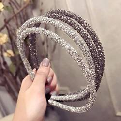 Stirnband Damen Mädchen glänzend Luxus Haarband Hair Hoop Zubehör for Frauen Stirnbänder Ornamente Chic Double Glitter Kopf Reifen Gesichtswaschstirnband (Size : A) von DUnLap