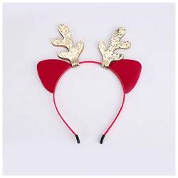 Stirnband Damen Weihnachtsstirnbänder Hirsch Geweih Haarbänder for Frauen Haarreifen Erwachsene Headwear Weihnachten Dekoration Haarschmuck Stirnband Damen Winter (Size : Red) von DUnLap