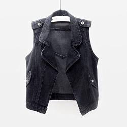 DVRFEBT Ärmellose Jeansweste Für Damen - Loose Black Vintage Short Vests Jean Jacket Vest, Casual Keine Schnalle Große Tasche Ärmellose Weste Tops,Passend Für Ihren Liebhaber, Freundin, Frau,Blau,XXL von DVRFEBT