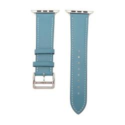 DWENGWUN Leder-Smartwatch-Armband, stilvolles Design für iOS-Uhrenserie SE 8, 7, 6, 5, 42 mm, 44 mm (Blau) von DWENGWUN