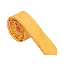 DWOY Herren Krawatte Solid Color Satin Schmale Herren Krawatte 4 cm (Gelb) von DWOY