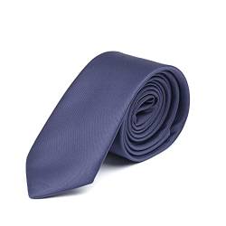 DWOY Herren Krawatte Solid Color Satin Schmale Herren Krawatte 6 cm (Navy Blau) von DWOY