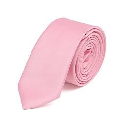 DWOY Herren Krawatte Solid Color Satin Schmale Herren Krawatte 6 cm (Rosa) von DWOY