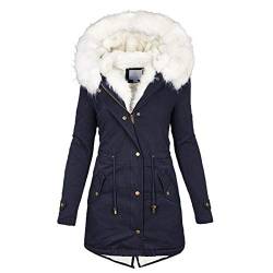 Damen Warme Gefüttert Übergangsjacke Winddicht Slim Fit Reißverschluss Winter Elegant Mantel Parka Jacke Winterjacke Steppjacke Outdoorjacke mit Plüsch Gepolsterte von DXDE