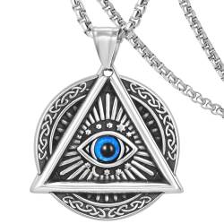 DXIUORF Auge des Horus Halskette für Männer Frauen, Edelstahl Anhänger mit 24-Zoll-Kette, ägyptische Schutz Amulett Halskette Geschenke von DXIUORF