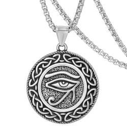 DXIUORF Auge des Horus Halskette für Männer Frauen, Edelstahl Anhänger mit 24-Zoll-Kette, ägyptische Schutz Amulett Halskette Geschenke von DXIUORF