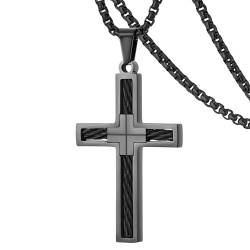 DXIUORF Kreuz Halskette für Männer Frauen, Edelstahl-Draht wickeln Kreuz Anhänger mit 24inch Kette, Kreuz Halskette Geschenke von DXIUORF
