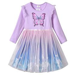 DXTON Kinder Mädchen Kleider Tüll Kleid Prinzessin Einhorn Kleid Langarm Kleidung Winter MehrfarbigLh2108 3T von DXTON