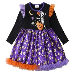 DXTON Kinder Mädchen Kleider Tüll Kleid Prinzessin Einhorn Kleid Langarm Kleidung Winter SchwarzLh2120 4T von DXTON