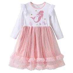 DXTON Kinder Mädchen Kleider Tüll Kleid Prinzessin Einhorn Kleid Langarm Kleidung Winter WeißLh4777 8T von DXTON