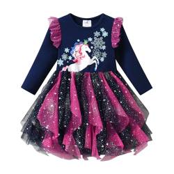 DXTON Mädchen Einhorn Kleider Prinzessin Kleid Party Geburtstag Ferien Baby Kleid BlauLh2211 3T von DXTON