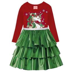 DXTON Mädchen Kleider Pailletten Muster Winter Langarm Kleidung Party Kids Kleid RotLh5757 9-10 Jahre von DXTON