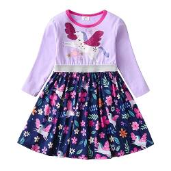 DXTON Mädchen Kleider Pailletten Muster Winter Langarm Kleidung Party Kids Kleid ViolettLh0540 2-3 Jahre von DXTON