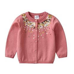 DXTON Mädchen Strickjacke Kinder Lange Ärmel Pullover Winter Übergangsjacke Warm SW3001 5-6 Jahre von DXTON