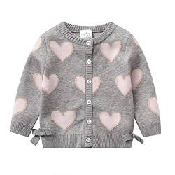 DXTON Mädchen Strickjacke Kinder Lange Ärmel Pullover Winter Übergangsjacke Warm SW3003 5-6 Jahre von DXTON