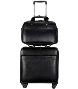 DXZENBO Gepäck Koffer Handgepäck 16 Zoll Koffer PU Leder Herren Business Koffer Räder Kabine Passwort Trolley Reisetasche Aufgegebenes Gepäck von DXZENBO