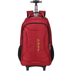 DXZENBO Handgepäck-Koffer mit 2 Rädern, leicht, einfarbig, Trolley, Reisetaschen/Handgepäck, Trolley-Rucksack – Schwarz/Rot. Doppelter Komfort von DXZENBO