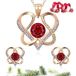 DYD Schmuckset Rosengold Damen mit Herz Anhänger Feines Halskette Ohrringe Set, Weihnachten, Geburtstag, Hochzeitstag von DYD
