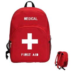 DYHQQ Leerer Erste-Hilfe-Rucksack, Leere medizinische Aufbewahrungstasche, rote Erste-Hilfe-Tasche für Erste-Hilfe-Sets, Notfall, Wandern, Rucksackreisen, Camping von DYHQQ