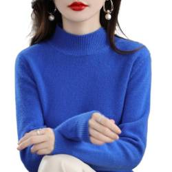 2023 Herbst und Winter Kaschmir High Neck Warm Knit Sweater,Frauen Kaschmir-Pullover,Casual Pure Bottom Shirt,Fashion Knitted Pullover Sweater (Blue,Large) von DYJAGYO