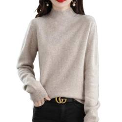 2023 Herbst und Winter Kaschmir High Neck Warm Knit Sweater,Frauen Kaschmir-Pullover,Casual Pure Bottom Shirt,Fashion Knitted Pullover Sweater (Light Camel,XX-Large) von DYJAGYO