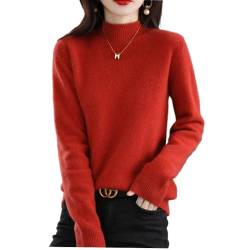 2023 Herbst und Winter Kaschmir High Neck Warm Knit Sweater,Frauen Kaschmir-Pullover,Casual Pure Bottom Shirt,Fashion Knitted Pullover Sweater (Red,X-Large) von DYJAGYO