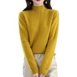 2023 Herbst und Winter Kaschmir High Neck Warm Knit Sweater,Frauen Kaschmir-Pullover,Casual Pure Bottom Shirt,Fashion Knitted Pullover Sweater (Yellow,Large) von DYJAGYO