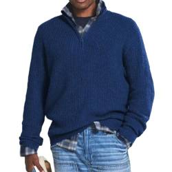 DYJAGYO Herren Kaschmir Business Casual Zip Pullover,Herren Rollkragenpullover,Herren Rollkragenpullover gestrickt (Dark Blue,X-Large) von DYJAGYO