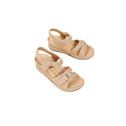 DYJAGYO Orthopädische Damensandalen, Breite Damensandalen, Bequeme Damensandalen mit Fußbett (37,Beige) von DYJAGYO