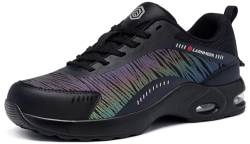 DYKHMILY Arbeitsschuhe Herren Leicht Stahlkappenschuhe Männer Sicherheitsschuhe Herren Sneaker mit Luftkissen Sicherheitsschuhe mit Stahlkappe Atmungsaktiv Sportlich(Schwarz,41.5EU) von DYKHMILY