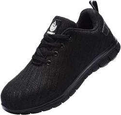 DYKHMILY Arbeitsschuhe Herren S1 Leichte Sicherheitsschuhe S1 Leichte Stahlkappenschuhe Sportlich Trekking Turnschuhe Anti-Smashing (Schwarz,43EU) von DYKHMILY