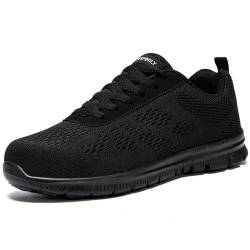 DYKHMILY Sicherheitsschuhe Herren Arbeitsschuhe Damen Leicht Anti Smashing Atmungsaktiv Durchstichfest Bequem Mode Schutzschuhe Stahlkappe Sneaker(Schwarz,40EU) von DYKHMILY