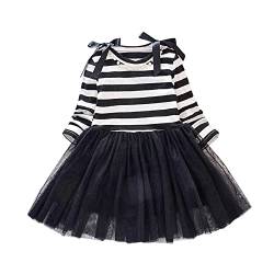 DYKeWei Kinder Kleinkind Kleinkind Baby Mädchen Gestreiftes Patchwork Tüll Kleid Prinzessin Kleid Outfits Weisse Kleider FüR MäDchen (Black, 2-3 Years) von DYKeWei