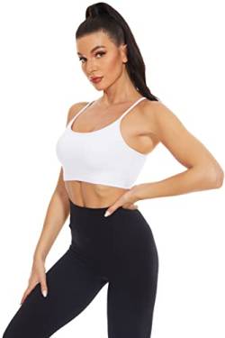 DYLH Damen Basic BH Ohne Bügel Half Cami Crop Spaghettiträger Top 1 Pack Typ B-Weiß Small von DYLH