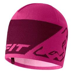 DYNAFIT Leopard Logo Beanie Pink - Klassische warme Mütze mit eingenähtem Stirnband, Größe One Size - Farbe Flamingo von DYNAFIT
