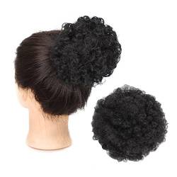 Haarteil Mit Gummiband Afro Puff Drawstring Pferdeschwanz-Verlängerung for schwarze Frauen, kurze Kinkys Curly Synthetic Afro Chignon Hairpieces Updo Hair Extensions Unordentliches Haarteil (Color : von DYPASA