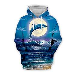 Pullover Herren 3D Delfin Drucken Loose Trend Hoodie Herren Universität Mode Unisex Paare Sweatshirt Frühling Herbst Komfortabel Kapuzenpullover Herren YWS-05 5XL von DaDuo