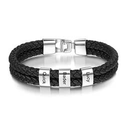 Personalisiertes Herrenarmband mit Gravur Namensarmband Herren Armband Gravur Geschenk für Papa Männer Armband mit Gravur (Design 1-3 Namen) von DaMei