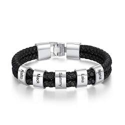 Personalisiertes Herrenarmband mit Gravur Namensarmband Herren Armband Gravur Geschenk für Papa Männer Armband mit Gravur (Design 1-5 Namen) von DaMei