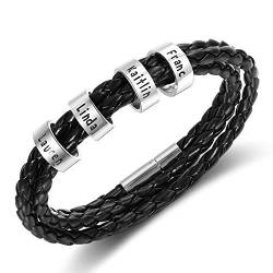 Personalisiertes Herrenarmband mit Gravur Namensarmband Herren Armband Gravur Geschenk für Papa Männer Armband mit Gravur (Design 2-4 Namen) von DaMei