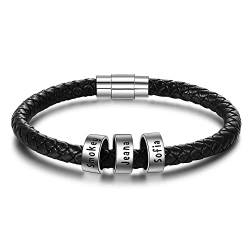 Personalisiertes Herrenarmband mit Gravur Namensarmband Herren Armband Gravur Geschenk für Papa Männer Armband mit Gravur (Design 3-3 Namen) von DaMei