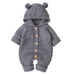 DaMohony Neugeborenes mit Kapuze Strick Strampler, Baby Overalls Einteiliger Body Oberbekleidung Niedliche Kleinkind Kleidung von DaMohony