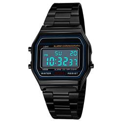 Digitaluhr für Herren, Erwachsene Digital Quarz Uhr Mit Edelstahlband, Digitale Sportuhr, wasserdichte Elektronische LED-Armbanduhr, Lässige Armbanduhren mit EL-Hintergrundbeleuchtung von DaMohony