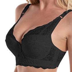 Spitzen BH ohne Bügel Gepolstert Yoga Spitze BH Bralette Bra Top Set Sport-BHS für Women Spitzen BH Bralette Spitze Gepolstert für Damen und Mädchen BH V Ausschnitt Braletten Yoga Tank (Black, 90C) von DaPongZhi