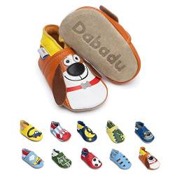 Dabadu Babyschuhe aus Leder - Babyschuhe mit weicher Sohle - Schuhe für die ersten Schritte (Hund, EU Schuhgrößensystem, Baby, Herren, Alter (von/bis), M, 12 Monate, 18 Monate) von Dabadu
