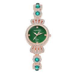 Dacdyi Damen Luxus Krone rundes grünes Zifferblatt Armreif Armband Kleid Analog Quarz Armbanduhren, Grün , Elegant von Dacdyi